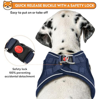 Dog Harness with Leash Set, No-Pull Step-in Reflective Pet Harness with 1 Leash Clips, Adjustable Soft Padded Easy Walk Dog Vest for Small Medium Large Dogs, Cats(Dark Blue, XXXSmall) - color: Blue, size: XXXS(Chest:10"-11.5"*Fit Cat)