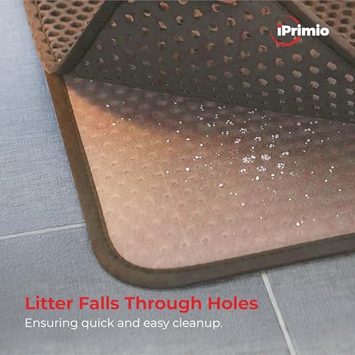 iPrimioJUMBO SIZE Cat Litter Trapper - EZ Clean (Brown/Tan) - 32 inches by 30 inches/Super BIG. Exclusive Water Proof Layer and Puppy Pad Option. Patent Pending. - style: 32x30 - Brown