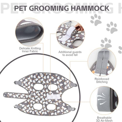 ATESON Dog Grooming Hammock Harness for Medium Dogs Nail Trimming, Dog Sling for Cutting Nails, Dog Hanging Holder Hanger for Clipping Nails with Nail Clippers, Nail File - size: M for Medium Dogs 55LB