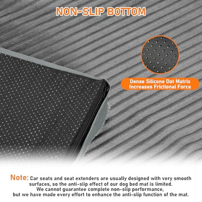Dog Bed Mat for Car Backseat, Non-Slip Waterproof Car Seat Mat for Dogs & Pets with 2-Inch Thick Foam & Easy Clean Dog Pad Cover Suitable for Travel, Camp, Home (23.5x51in, Grey)