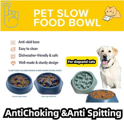 Slow Feeder Dog Bowls- Promote Healthy Eating Habits,Dog Puzzle Feeder,Anti-Gulping Puzzle Design for Small/Medium/Large Pets, Reduce Bloat & Improve Digestion (Blue) - color: Blue