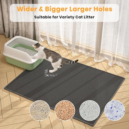 Pieviev 2 Packs Cat Litter Mat Double Layer Waterproof Urine Proof Trapping Mat (30''X24'', Black) - color: Black