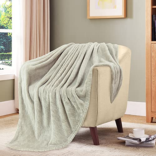 TOONOW Fleece Blanket Super Soft Cozy Throw Blanket 50" x 60", Lightweight Fuzzy Comfy Textured Flannel Blanket Warm Plush Throw Blankets for Couch, Sofa, Bed, Pumice Stone - color: Pumice Stone, size: Throw-50" x 60"