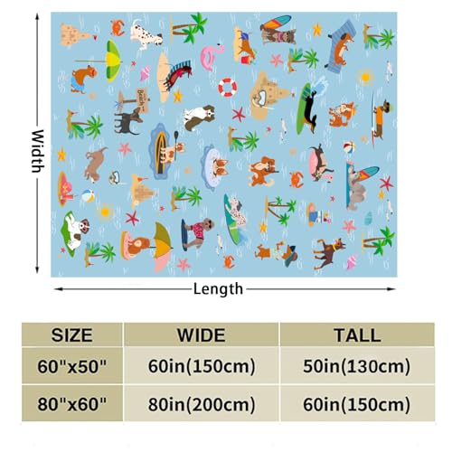 Tupmnbry Dog Throw Blanket Cute Puppy Beach Printed Blanket Super Soft Flannel Fleece Blankets Lightweight Fluffy Plush Bed Blankets for Bedding Sofa and Travel 60"X80" - color: Surfing Dog, size: 60"X80"