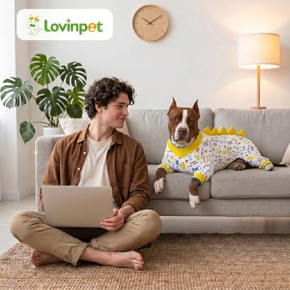 LovinPet Big Dogs Pjs, Large Dog Pajamas, Anti Licking Pet Anxiety Shirt, Surgical Recovery Onesie, Large Breed Dog Jammies, Pet PJ's,Lightweight Stretch, White Sea Life Print Husky Pajamas/XXL - size: XX-Large