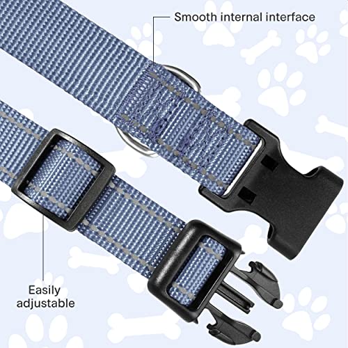 Reflective Dog Collar, Sturdy Nylon Collars for Puppy and Extra Small Girl and Boy Dogs, Adjustable Dog Collar with Quick Release Buckle,Gray,3/8" Width - color: Gray, size: X-Small (Pack of 1)