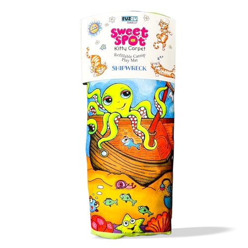 FUZZU Sweet Spot Kitty Carpet with Catnip | Cat Nip Carpet | Carpet for Cats (Shipwreck) - style: Shipwreck