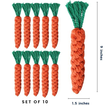 2ME 10 PCS Carrot Dog Rope Toys for Dogs, Durable Chew Toys for Aggressive Chewers, Entertainment & Interaction, Teeth Cleaning and Chewing, All-Cotton - size: 10-Pack