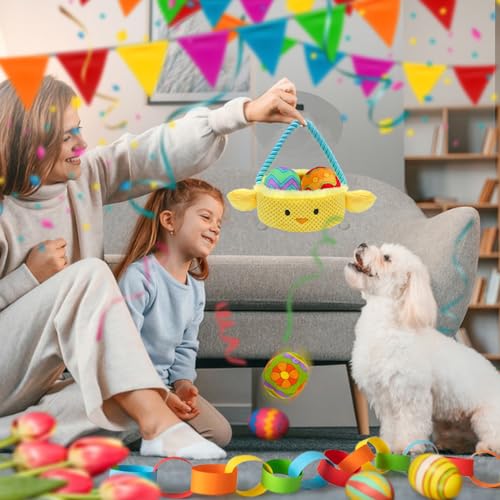 Easter Dog Toys, Easter Basket Hide and Seek Dog Toy, Squeaky Interactive Puzzle Dog Toys Built-in Crinkle Paper for Boredom and Stimulation, Easter Dog Gifts for Small and Medium Dogs - style: L-Basket