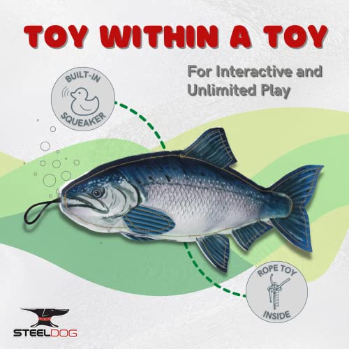 Steel Dog Chinook Realistic Fish Squeaker Dog and Cat Toy, Knotted Rope Fish Toy, No Stuffing Dog Chew Toys for Small, Medium, Large Breed - style: Chinook