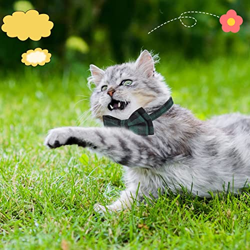 DragonflyDreams 6 PCS Cat Collars with Bow Tie and Bell,Cat Collars Plaid,Breakaway Adjustable Cat Bow Tie Collars,Cute Bow Tie Suitable for Kittens Or Certain Puppies - color: Red, Green, Blue, Pink, Black, White, Orange