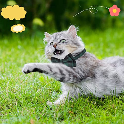 DragonflyDreams 6 PCS Cat Collars with Bow Tie and Bell,Cat Collars Plaid,Breakaway Adjustable Cat Bow Tie Collars,Cute Bow Tie Suitable for Kittens Or Certain Puppies - color: Red, Green, Blue, Pink, Black, White, Orange
