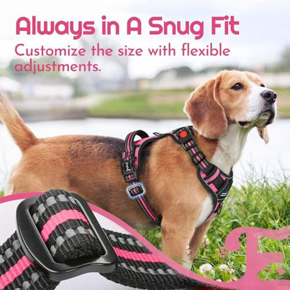Dog Harness Small Sized, Easy Wearing with 3 Buckles, Adjustable No Pull Pet Harness with 2 Rings for Walking, No Chock Reflective Soft Padded Vest with Control Handle, Pink & Black, S - color: Pink & Black, size: Small