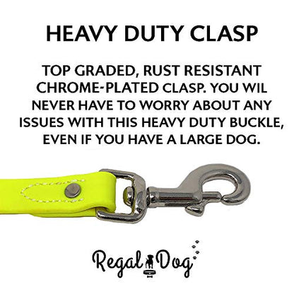 Regal Dog Products Waterproof Leash – 5 ft. Yellow Dog Leash with Easy to Use Collar Hook, Lightweight, and Proof Training Pet Lead with Vinyl-Coated Webbing for Small, Medium, Large, or XL Dogs - color: Yellow