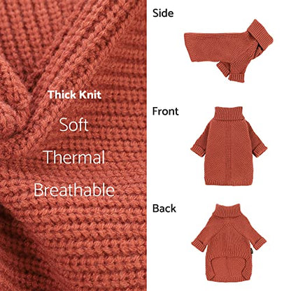 Fitwarm Thermal Knitted Dog Sweater Doggy Winter Coat Pet Clothes Doggie Turtleneck Jacket Puppy Outfits Cat Sweatsuit Red XS - color: Red, size: X-Small