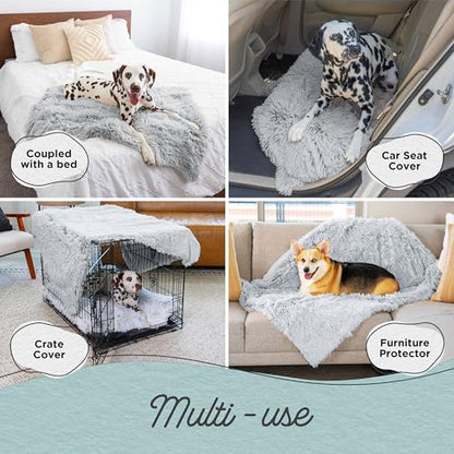 Best Friends by Sheri Calming Shag Dog Blanket – Ultra Soft Faux Fur Pet Throw, Anxiety-Relief, Lightweight Warm Bed Cover for Dogs and Cats, Machine Washable, Frost Gray, 30" x 40" - color: Frost, size: 30" x 40"