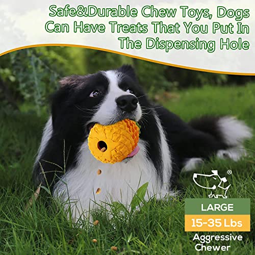 M.C.works Dog Toy for Aggressive Chewers Large Breeds, Indestructible Pineapple Dog Toys, Tough Treat Dispensing Toys for Small Medium Large Dogs (Large) - size: 6.7 In