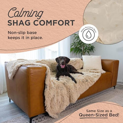 Best Friends by Sheri Calming Shag Cat and Dog Blanket with Non-Skid, Water Resistant Base, Machine Washable, Taupe, 60" x 80" - color: Taupe, size: 60" x 80"