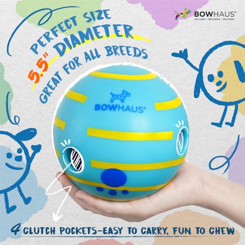 BOWHAUS Giggle Ball for Dogs, 5.5 Inch Interactive Dog Exercise Toys, Indestructible Fun Squeaky Chew Toy, Non-Toxic Durable PVC Chew Ball for Indoor Outdoor Play - style: Giggle Ball - Classic Style