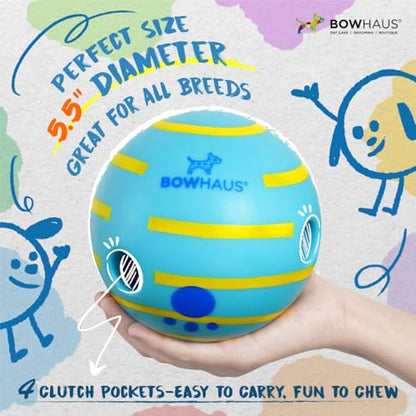 BOWHAUS Giggle Ball for Dogs, 5.5 Inch Interactive Dog Exercise Toys, Indestructible Fun Squeaky Chew Toy, Non-Toxic Durable PVC Chew Ball for Indoor Outdoor Play - style: Giggle Ball - Classic Style