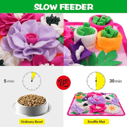 Snuffle Mat for Dogs,Dog Feeding Mat Sniff Mat Interactive Dog Puzzle Mat for Training and Stress Relief Encourages Natural Foraging Skills (Pink) - color: pink