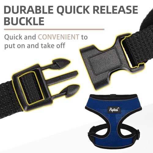 PUPTECK Soft Mesh Dog Harness and Leash Set Pet Puppy Cat Comfort Padded Vest No Pull Harnesses, Solid NavyBlue, XS - color: NavyBlue, size: XS (NECK: 10", CHEST: 10"-14")