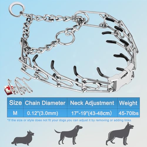 Dog Collar with Quick Release Buckle for Small Medium Large Dogs - size: M(17-19" Neck, 3.00mm)