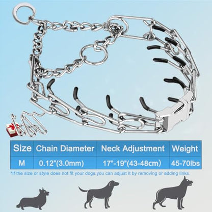 Dog Collar with Quick Release Buckle for Small Medium Large Dogs - size: M(17-19" Neck, 3.00mm)
