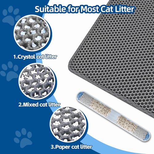 Cat Litter Mat Large Cat Litter Trapping Mat 30x24 inch Double Layer Urine and Water Proof Kitty Litter Box Mat XL - color: Grey, size: 30 X 24 Inches