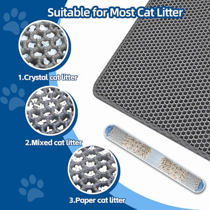 Cat Litter Mat Large Cat Litter Trapping Mat 30x24 inch Double Layer Urine and Water Proof Kitty Litter Box Mat XL - color: Grey, size: 30 X 24 Inches