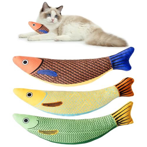 Soft Catnip Toys Fish, 3 Pack Bell Sound Cat Toys, Interesting Indoor Cat Kicker Toys, Durable and Highly Interactive Catnip Toys (Knife Fish) - color: Knife Fish