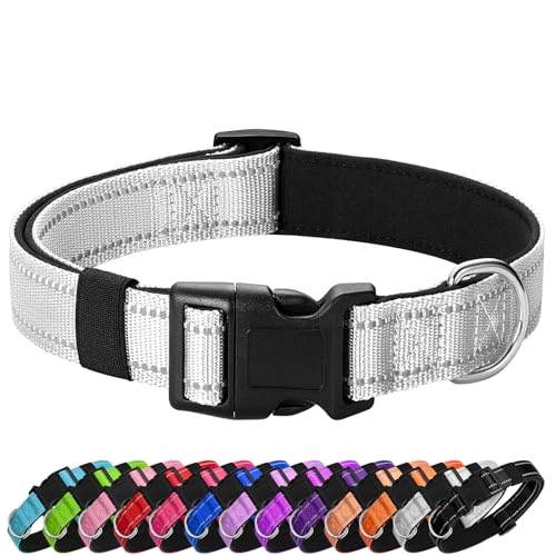 Reflective Dog Collar Padded with Soft Neoprene Breathable Quick Release Basic Dog Collars for Puppy Small Dogs Girl Boy Xs Silver - color: Silver, size: XS:width 5/8"neck 8-10.5"