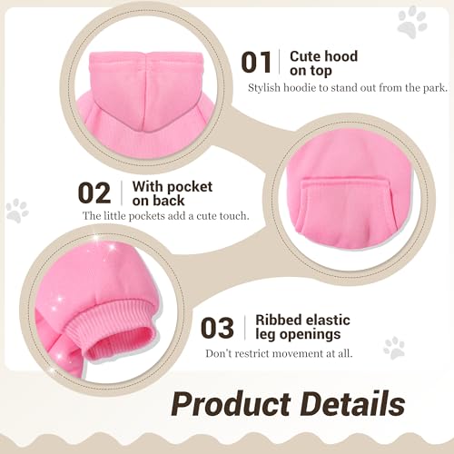 Pet Hoodie Dog Sweater for Small Dogs Girl Boy, Winter Puppy Sweatshirts with Pockets Hood, Warm Fleece Lined Dog Clothes Chihuahua Coat Clothing Puppy Cat Custume, Small - color: Rose+Pink, size: Small