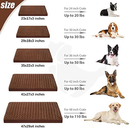 Dog Crate Bed Waterproof Dog Beds for Medium Pets Rose Velvet Soft Fluffy Washable with Removable Cover & Anti-Slip Bottom, 29 x 18 Inch, Brown - color: Brown, size: 29.0"L x 18.0"W x 3.0"Th