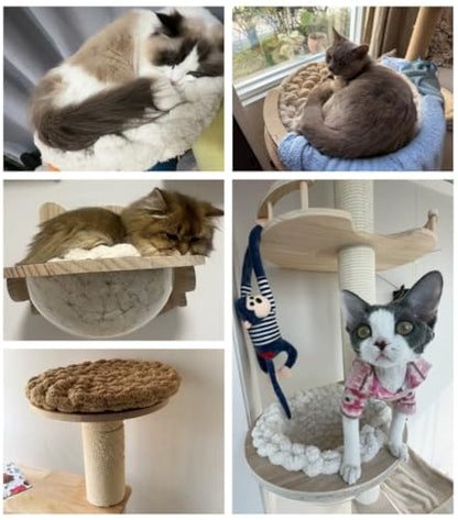 Hand-Woven Cat Mattress Nest Space Capsule Stepping Milk Round Cushion Pet Warm Pad Sleeping Four Seasons Indoor Pet Cat Climbing Frame Mat Enlarged Thickened (Brown, 35CM) - color: Brown, size: 35CM