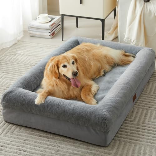 BFPETHOME Dog Beds for Small Dogs, Washable Dog Bed with Sides, Orthopedic Small Sized Soft Mats with Removable Cover & Waterproof Pet Mat for Pet - color: Grey, size: 41.0"L x 28.0"W x 6.0"Th