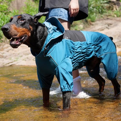LOVELONGLONG Waterproof Dog Raincoat with Removable Hood – Outdoor Full Body Dog Jacket, Windproof Snowproof Shell Suit – All Season Pet Rain Gear Ocean Teal XXS - color: Ocean Teal, size: XXS (Back 9")