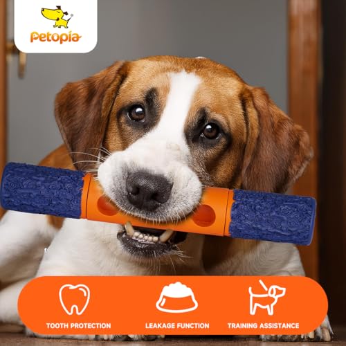 Stick Interactive Dog Toy 9” in Outdoor Dog Toy for Aggressive Chewers Tough Natural Rubber Chew Toys (Red&Yellow) - color: Red&Yellow