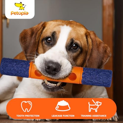 Stick Interactive Dog Toy 9” in Outdoor Dog Toy for Aggressive Chewers Tough Natural Rubber Chew Toys (Blue&Red) - color: Blue&Red