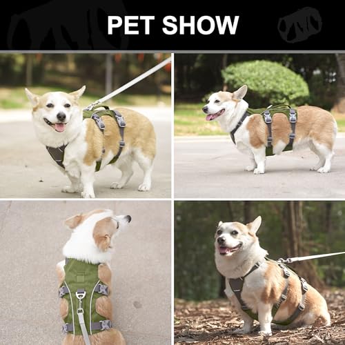 Escape Proof Dog Harness Medium Sized Dog, Reflective No Pull Dog Vest with Handle, Lightweight Full Body Pet Harness Adjustable for Walking,Training(Green,Chest:17-32") - color: Green, size: M: Chest 17-32", Fit 25-55 lbs