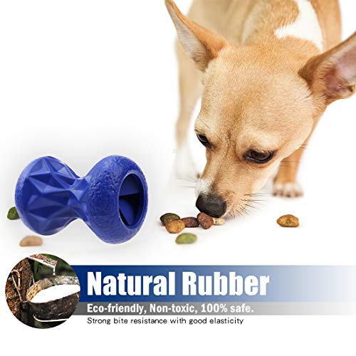 Rubber Dog Toys Treat Dispensing - Super Tough Treat Toys for Aggressive chewers Large Breed Durable Dog Toys IQ Training (Blue) - color: Prussian Blue, size: Large