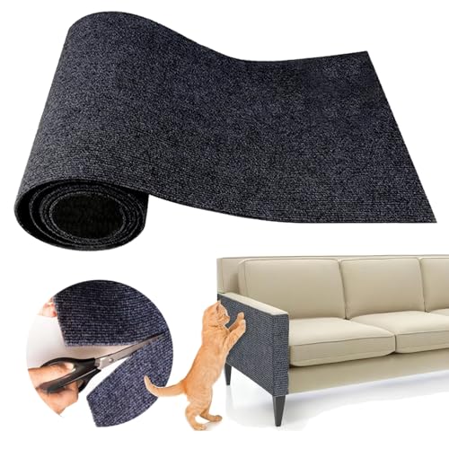 Cat Scratching Climbing Carpet Mat, Adhesive Trimmable Cat Scratcher Furniture Protector, Cat Post Covered Pad Replacement for DIY Cat Tree Shelf Couch Corner Wall (Dark Grey,39.3x15.8In) - color: Dark Grey, size: 39.3x15.8Inch