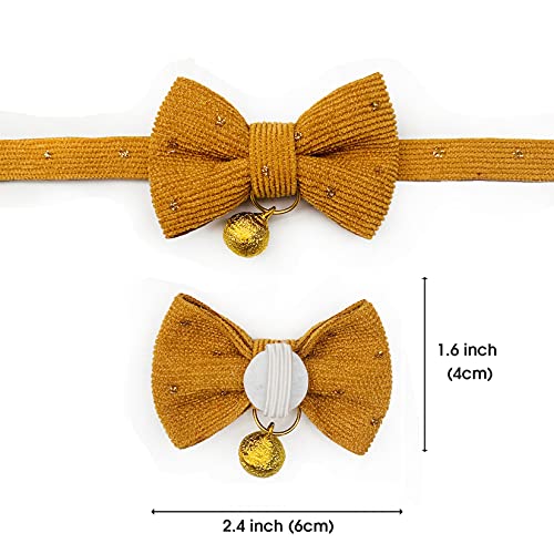 Safety Quick Release Cat Collars, Soft Kitten Collars with Detachable Bow Tie and Bell, Pack of 2, Adjustable 20-30 cm (20-30cm, Wine Red+Xmas Green) - color: Wine Red+Xmas Green