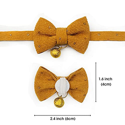 Safety Quick Release Cat Collars, Soft Kitten Collars with Detachable Bow Tie and Bell, Pack of 2, Adjustable 20-30 cm (20-30cm, Wine Red+Xmas Green) - color: Wine Red+Xmas Green
