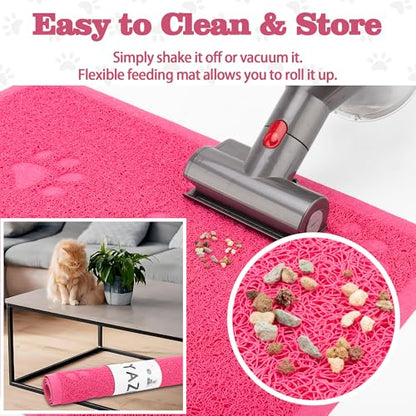 Darkyazi Cat Litter Box Mat for Floor Litter Trapping Mat Non-Slip Backing, Scatter Control, Easy Clean, Water Resistant, Soft on Paws (15.75" x 11.75",Rose red) - color: Rose Red
