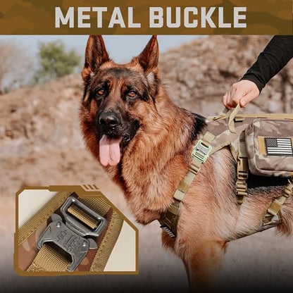 Dog Harness Medium Sized,Tactical Dog Harness with Handle,No Pull Military Style Service Dog Vest with Pockets Adjustable for Medium Large Dogs,Camouflage Brown,Chest 15.5-25.5" - color: Camouflage Brown, size: S:Chest 17-25",Fit 20-35lbs