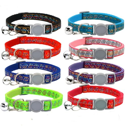 Red XXS Dog Collar with Bell, Kitten Bell Collar Girl Safety Buckle Soft Nylon Breakaway Adjustable for XXS Xs Small Pet Cat Dogs Animal Litter Tiny,Neck 7.5-12.6 inch - color: Red