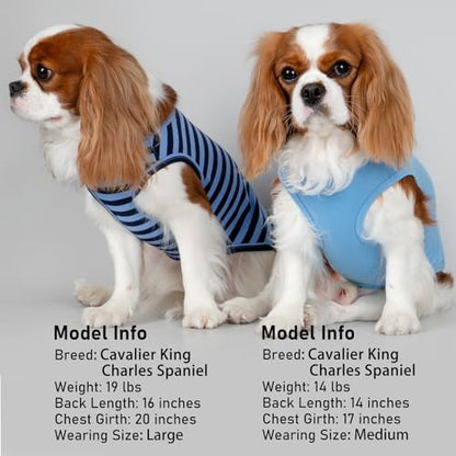 KYEESE 2Pack Dog Shirt, Soft Striped Dogs T Shirts, Lightweight Doggie Tank Top Cat Clothes, Sleeveless Dog Shirt for Small Dogs, Stretchy Pet Vest, Dark Blue, Medium - color: 02# 2Pack (Dark Blue+Striped), size: Medium (7-13lbs)