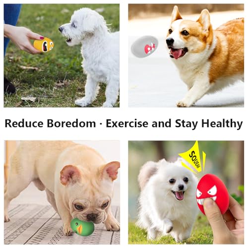 SCHITEC Squeaky Dog Toys, [8 Pack] Latex Squeaker Bouncy Egg for Small Medium Pets Puppies, 2.5” Soft Animal Rubber Interactive Fetch Ball Set