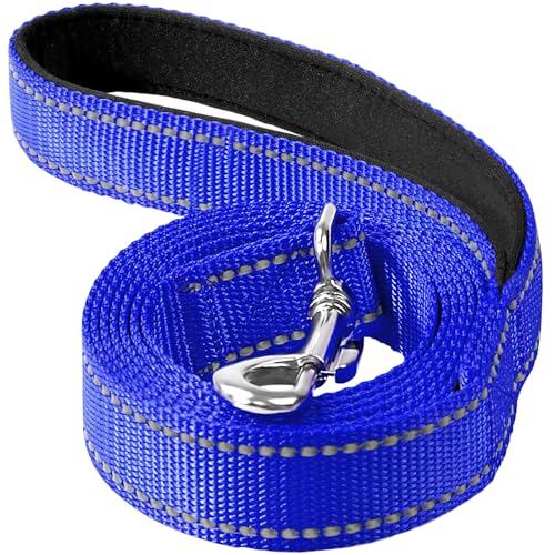 Reflective Dog Leash 4ft Soft Padded Handle Nylon Lead for Small & Medium Dogs, Durable Walking Training Leash for Night Safety (Royal Blue,1Inch Wide) - color: Royal Blue, size: 1"*4'